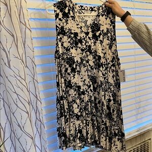 Nine West Black and Cream Floral Mini Dress